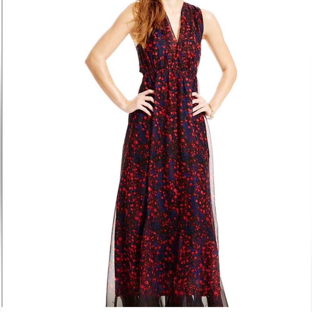 Jessica Simpson Nyla Chiffon Maxi in Red Floral size L NWOT
